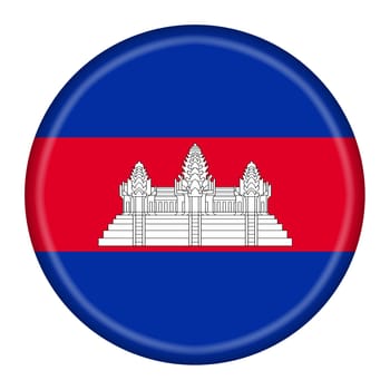 A Cambodia button flag 3d illustration with clipping path