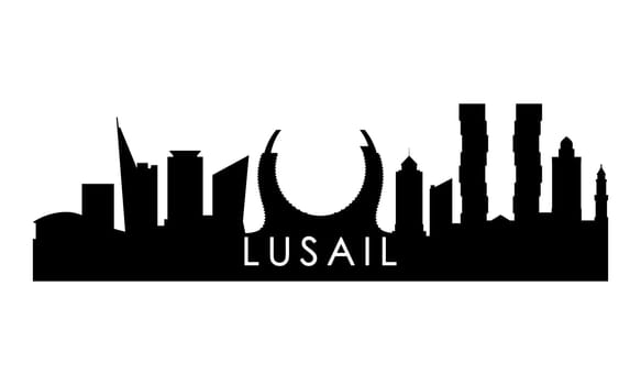 Lusail skyline silhouette. Black Lusail city design isolated on white background.