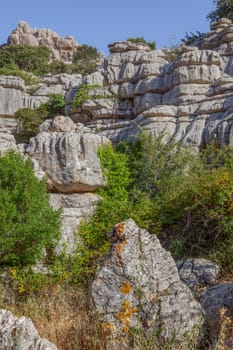 Karstic rock formations at Torcal de Antequera National Park, Malaga, Spain