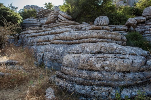 Karstic rock formations at Torcal de Antequera National Park, Malaga, Spain