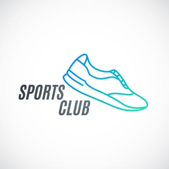 Vector illustration of sneakers in a line style. Sneakers template for sports clubs, shops, competitions. Sports shoes icon.