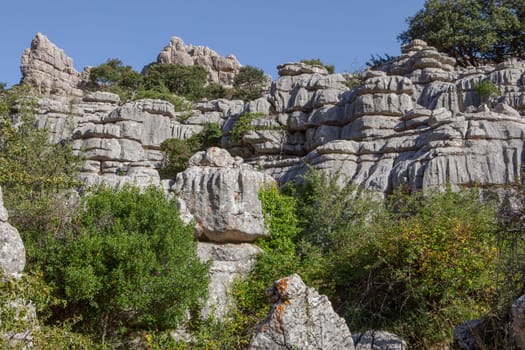 Karstic rock formations at Torcal de Antequera National Park, Malaga, Spain