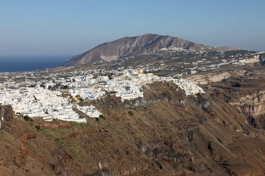 The whitewashed town of Fira on Santorini island, Cyclades, Greece