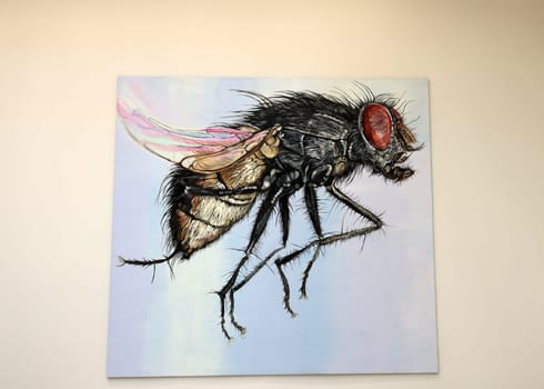 Venice, Italy - September 6, 2022:  59th Venice Art Biennale in Venice.  Fly Eternity by the German artist Jana Euler