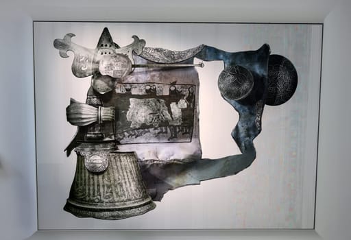 Venice, Italy - September 6, 2022:  59th Venice Art Biennale in Venice. Queendom by Ilit Azoulay in Israel pavilion