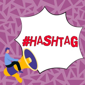 Text caption presenting Hashtag, Internet Concept Internet tag for social media Communication search engine strategy