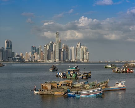 View of the skyscraper silhouette of Panama City