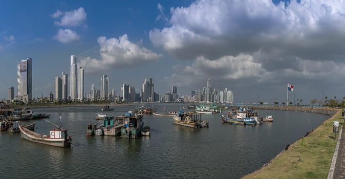 View of the skyscraper silhouette of Panama City