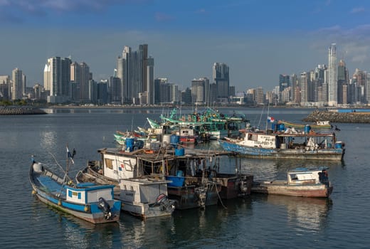 View of the skyscraper silhouette of Panama City