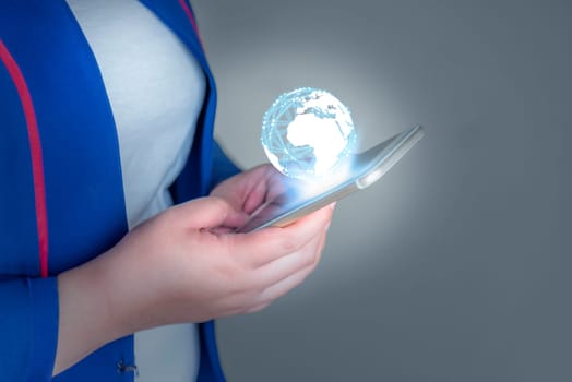 Global internet connection application and technology digital marketing, Financial and banking, Businessman using smart phone mobile on blurred background