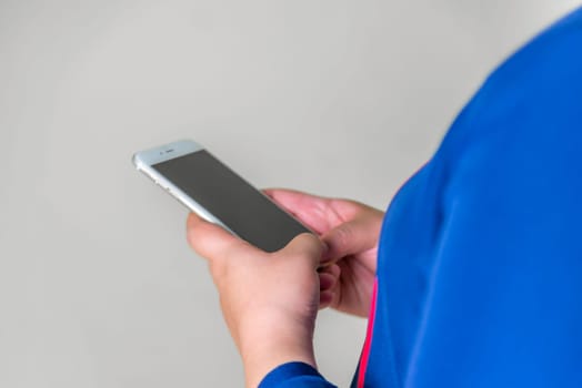 Global internet connection application and technology digital marketing, Financial and banking, Business women using smart phone mobile blurred background