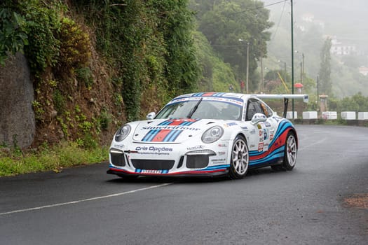 Sao Vicente Madeira Portugal - August 7 2021: Rali Vinho da Madeira. This is Madeira’s biggest auto rally. It is part of the European Rally Trophy (ERT) championship, whose main objective is to increase visibility of the excepctiona rallies and drivers along Europe.
