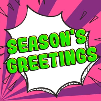 Text caption presenting Season's Greetings, Word Written on Used as an expression of goodwill during festivities