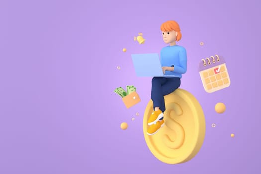 Tax Day Reminder Concept. Businessman submit tax by online concept, online tax payment and report. Business income. 3d illustration.