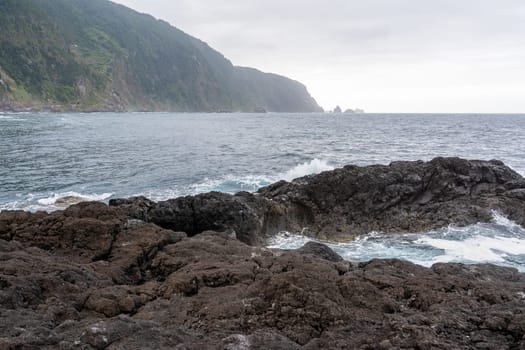 The Landscape on the coast in the Town Seixal on the Island of Madeira in the Atlantic Ocean