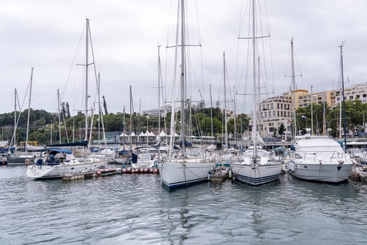 Madeira / Portugal - July 15, 2021. The harbor in funchal madeira with yachts and sailing boats