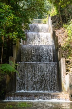 Waterstair along the path Madeira island, Portugal.