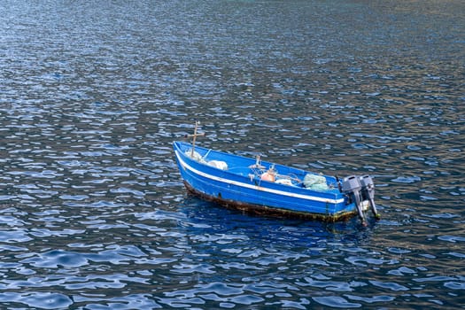 Motor boat in the coast of Porto Moniz. Madeira island