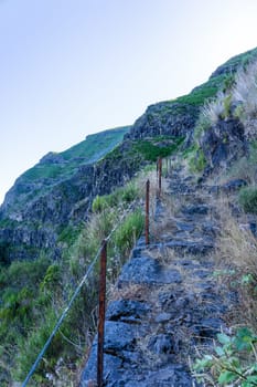 A picturesque view of path in mountains of Madeira Island, Portugal