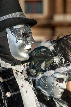 VENICE, ITALY - Febrary 5 2018: The masks of the Venice carnival 2018.