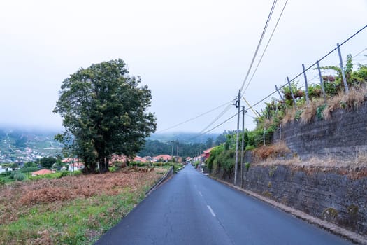 The small village main street in Madeira island