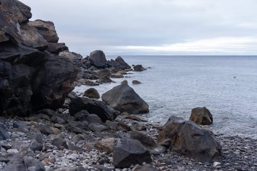 A rocky beach on the east coast of Madeira. Portugal