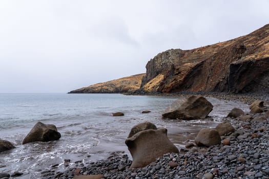 A rocky beach on the east coast of Madeira. Portugal