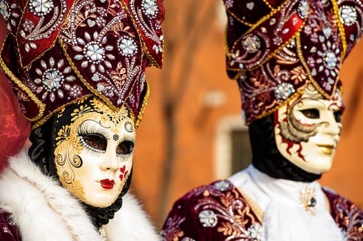 VENICE, ITALY - Febrary 5 2018: The masks of the Venice carnival 2018.