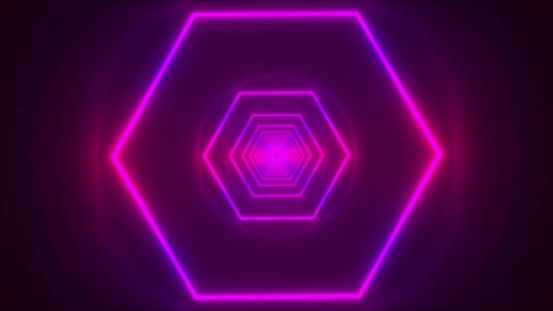 Neon hexagonal tunnel. Computer generated 3d render