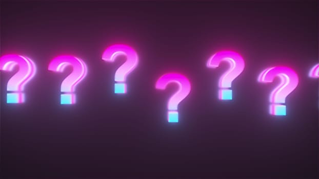 Neon questions marks. Computer generated 3d render