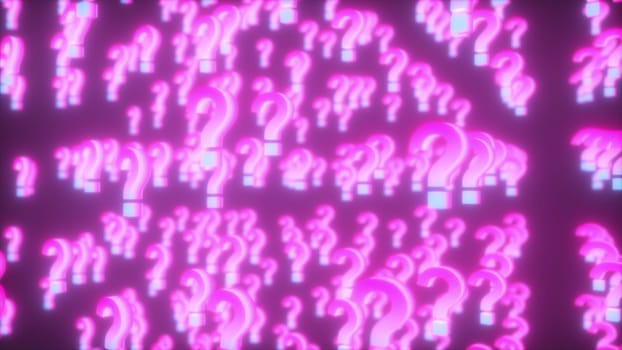 Neon questions marks. Computer generated 3d render