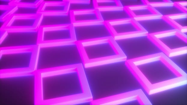 Neon squares. Computer generated 3d render