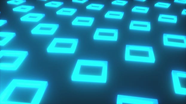 Neon squares. Computer generated 3d render