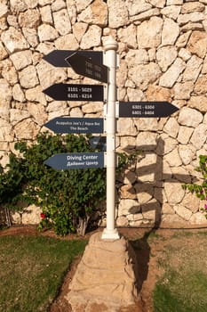 signboard on the beach at the luxury hotel, Sharm el Sheikh, Egypt