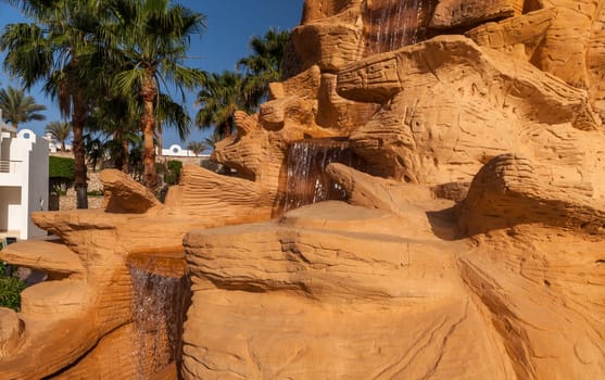 The waterfall on a rock in Egypt