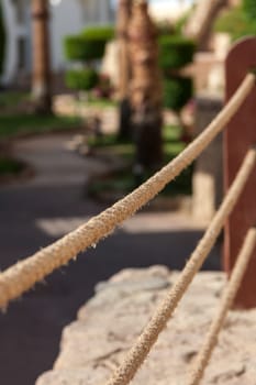 close-up view of the rope fence of pier in summer vacation time in Sharm el Sheikh, Egypt