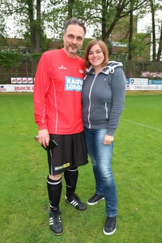 Dr. Thomas Mir and Katharina Fegebank,The Charity Football Game Kicking with Heart at the Stadion Hoheluft,Hamburg,14.06.2015