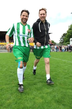 Johannes Oerding and Patrick Bach,The Charity Football Game Kicking with Heart at the Stadion Hoheluft,Hamburg,14.06.2015