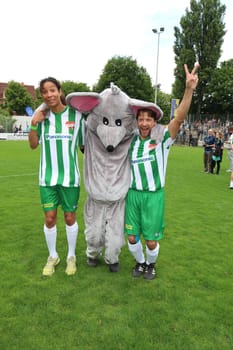 Annabelle Mandeng and Patrick Bach,The Charity Football Game Kicking with Heart at the Stadion Hoheluft,Hamburg,14.06.2015