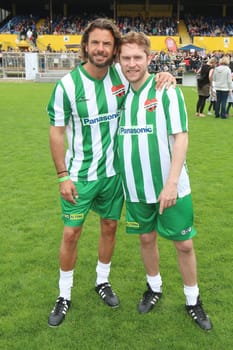 Stephan Luca and Johannes Oerding,The charity football game Kicking with heart at the Stadion Hoheluft,Hamburg,14.06.2015
