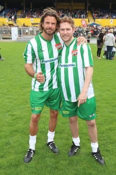 Stephan Luca and Johannes Oerding,The charity football game Kicking with heart at the Stadion Hoheluft,Hamburg,14.06.2015
