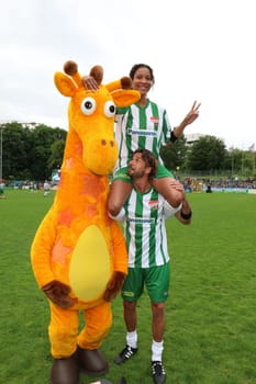 Stephan Luca,Annabelle Mandeng,The charity football game Kicking with heart at the Stadion Hoheluft,Hamburg,14.06.2015