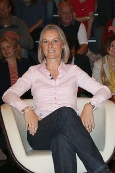 Sandra Koenig (bus driver of FC Bayern Muenchen),recording of Markus Lanz broadcast 2 at Studio Stahltwiete,Hamburg,17.06.2015