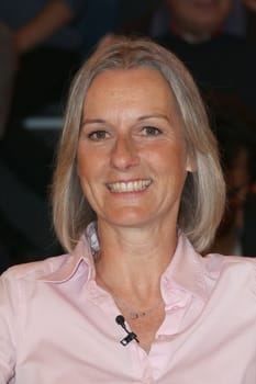 Sandra Koenig (bus driver of FC Bayern Muenchen),recording of Markus Lanz broadcast 2 at Studio Stahltwiete,Hamburg,17.06.2015