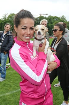 Fernanda Brandao with Chihuahua-Huendin "Twiggy"" (not her own),The charity football game Kicking with heart at the Stadion Hoheluft,Hamburg,14.06.2015"
