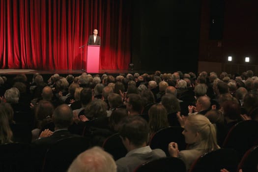 Axel Schneider at the opening speech,start of the Privat Theater Tage at the Altonaer Theater,Hamburg,16.06.2015