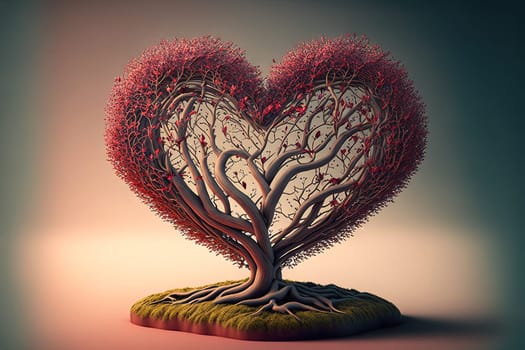 Tree like heart. Valentines Day theme created with Generative AI technology.