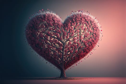 Tree like heart. Valentines Day theme created with Generative AI technology.