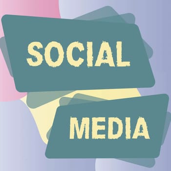 Conceptual caption Social Media, Business concept Online communication channel Networking Microblogging