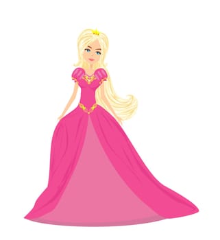 Beautiful queen in a pink dress - isolated illustration